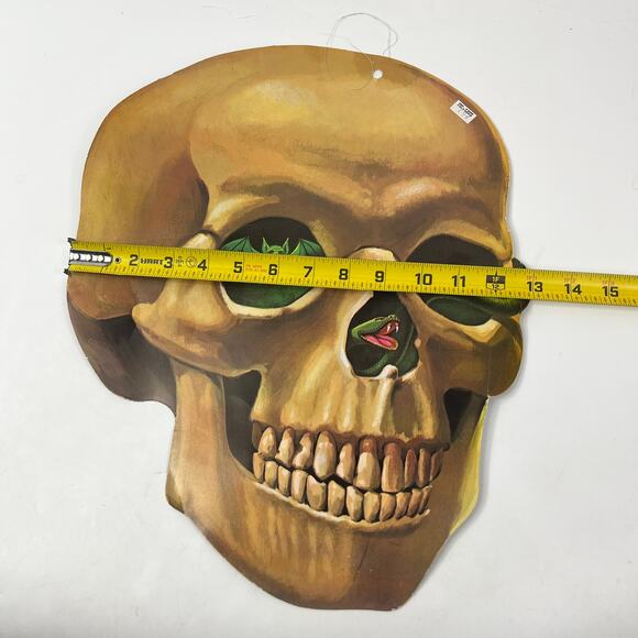 Vintage Halloween Skull Die Cut Decoration Bat Snake Frog 16"x13" Double Sided - Picture 4 of 13